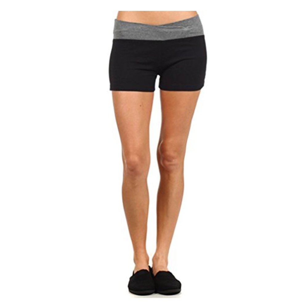 MOPAS Yoga Shorts with Fold Over Solid Waistband
